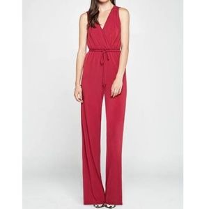 BCBGeneration V-Neck Surplice Open-Back Jumpsuit